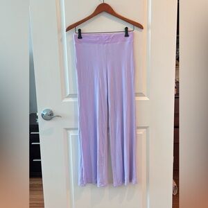 Jonathan Simkhai Ribbed Knit Flare Wide Leg Pants Lavender Pull On Small NWT
